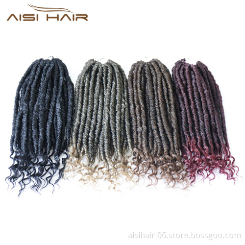 Aisi Hair 16 Inch Crochet Braids Curly Crochet Hairpieces Goddess Faux Locs Synthetic Hair Extensions Ombre Braiding Hair